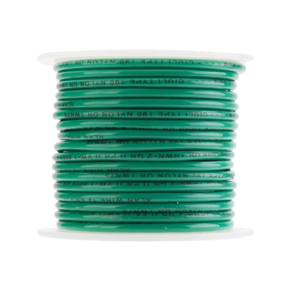 THHN Building Wire, Copper, 14 AWG, Green, Solid, 100 ft